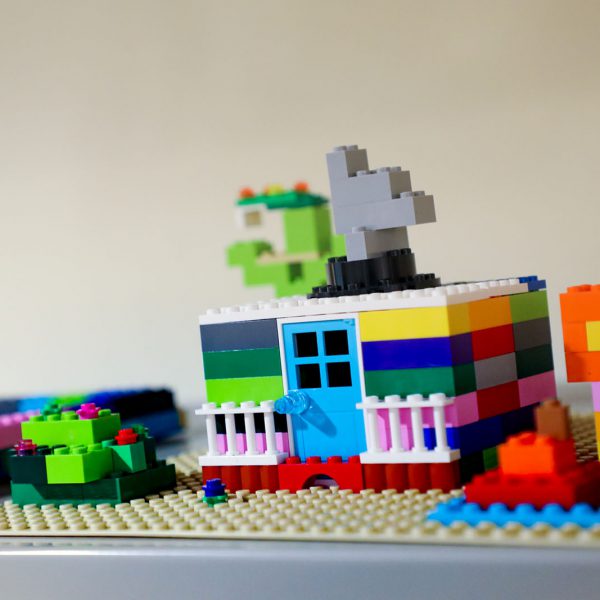 A colorful LEGO structure