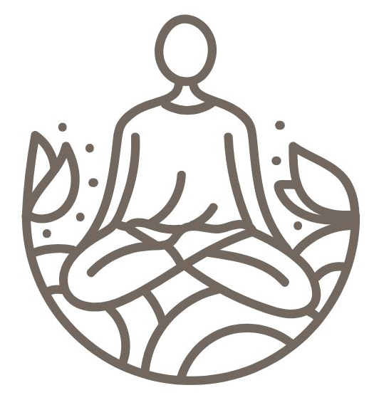 Line drawing of a person in lotus pose.