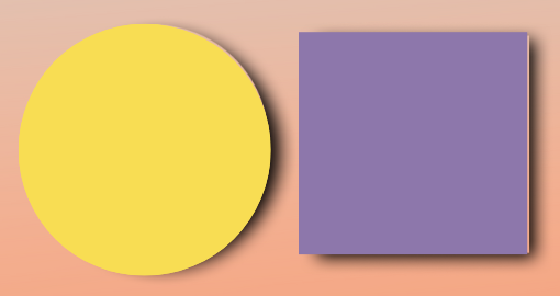 A yellow circle next to a purple square.