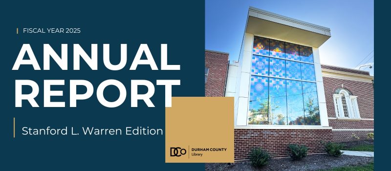 Fiscal Year 2025 Annual Report: Stanford L. Warren Edition. A classical-style brick building with a tall central window, with colorful decals backlit in the style of stained glass.