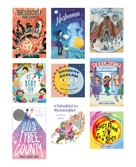 Covers of award-winning children's books.