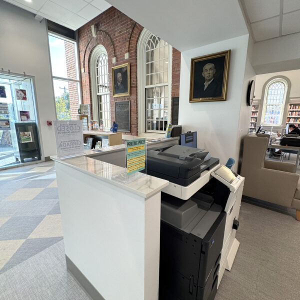 The copy / print area, just past the lobby.
